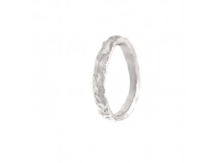 Silver conical hammered ring narrower