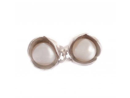 Women's silver Bowpearls earrings with pearl clips