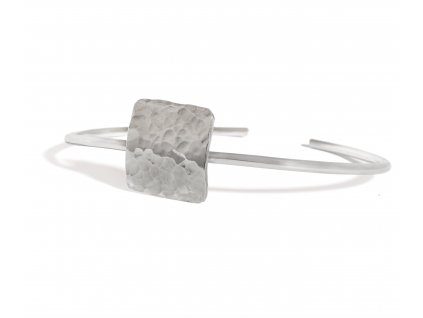 Hammer hammered silver square bracelet