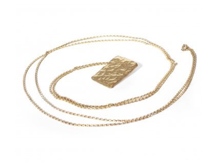 Hammer hammered gold square necklace