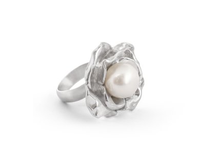 Women's silver ring Rosa with pearl