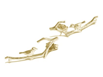 Gold Bird earrings with studs