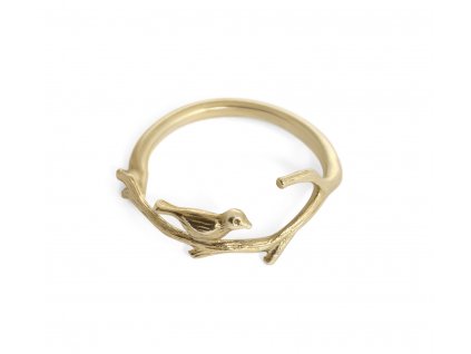 Women's gold ring with a bird