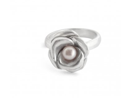 Women's silver smaller ring Rosa with a pearl