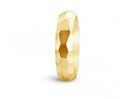 Wide Gold Cubic Angular Ring