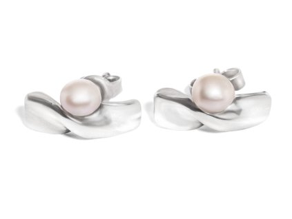 Split silver earrings with pearl