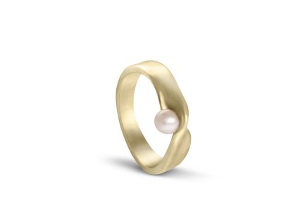 Split gold ring with pearl