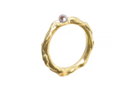 Unisex gold ring Aqua with pearl