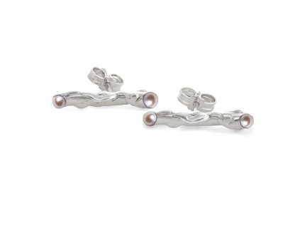 Women's flat earrings Aqua with pearl