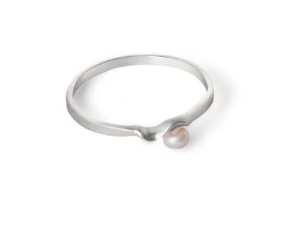 Silver minimalist Split ring with pearl