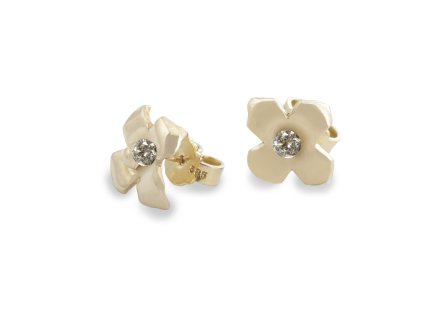 Gold minimalist Sentiment earrings with diamond