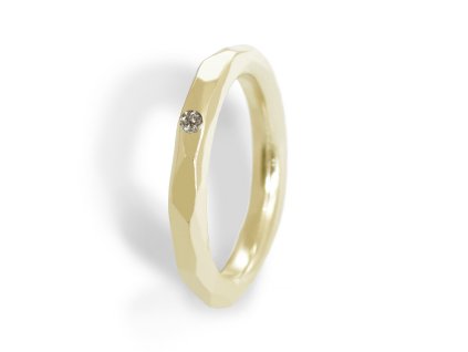 Kubický zlatý prsten Angular s diamantem