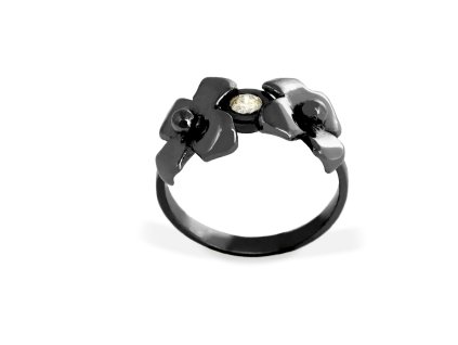 Sentiment gold black ring with diamond