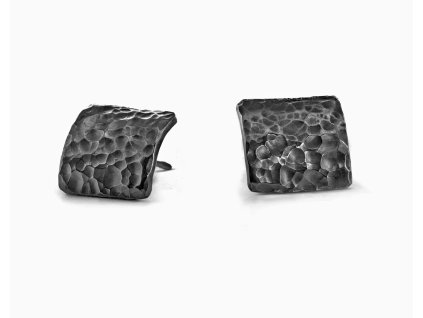 Hammer silver black hammered earrings