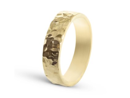 Gold men's ring, hammered, wider