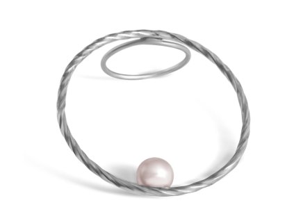 Women's Silver Implicate Full Hand Ring with Pearl