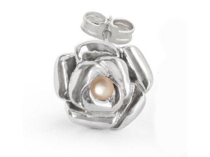 One smaller silver earring Rosa with pearl