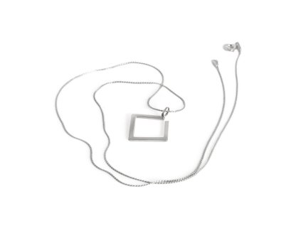 Silver necklace Geometry square