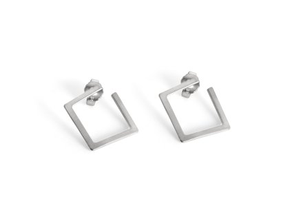 Silver dangle earrings Geometry square smaller