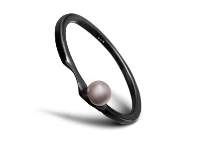 Black minimalist Split ring with pearl