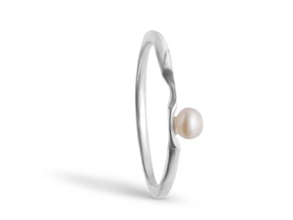 Silver minimalist split ring with pearl