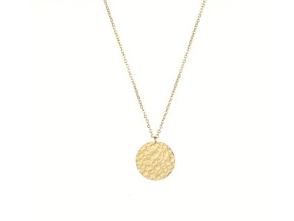 Gold-plated hammered round Hammer necklace