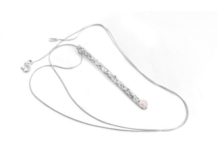 Women's minimalist longer necklace Aqua drops with pearl
