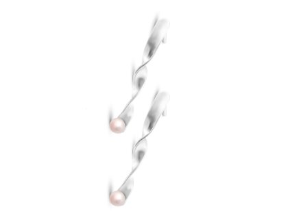 Silver minimalist Harmony dangle earrings with pearl