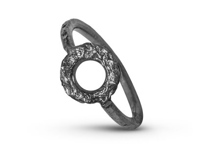 Silver black conical hammered ring circle
