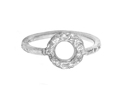 Silver conical hammered ring circle