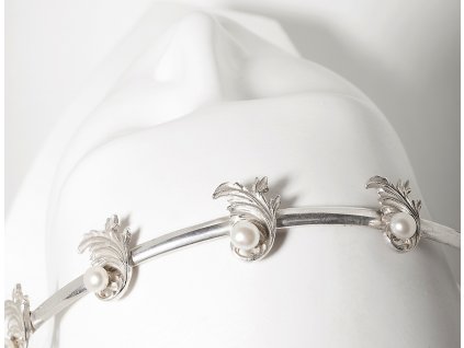 Wedding silver headband - handmade in the Czech Republic Baroque with pearls