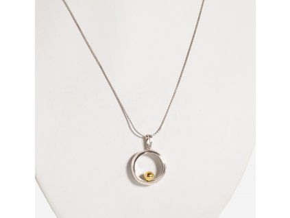 Dámský stříbrný minimalistický náhrdelník Golden se zlatem (Délka řetízku nad-70cm)