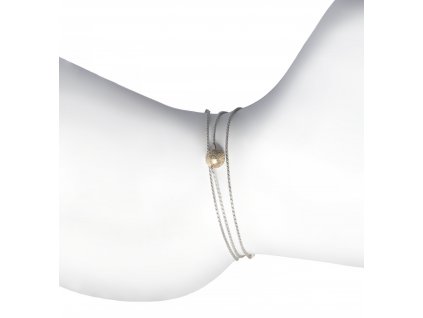 Luna women's silver minimalist bracelet with gold chain ball