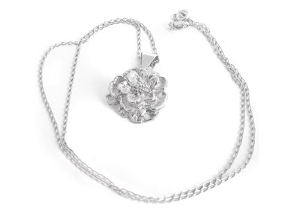 Women's silver necklace Pulsatilla with a flower
