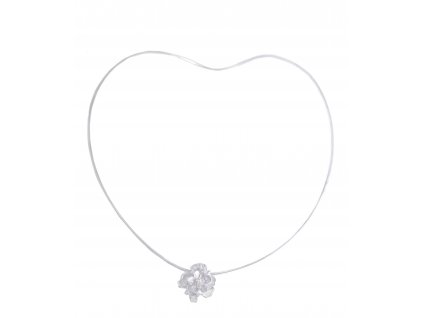 Women's silver hoop necklace Pulsatilla with flower