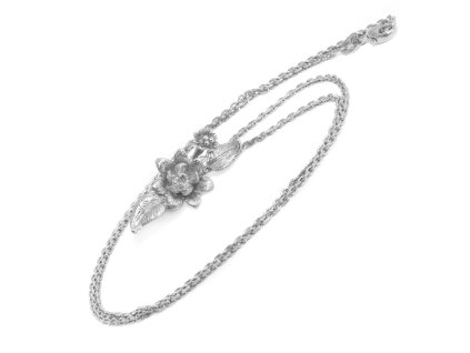 Women's silver necklace Sakura with a flower