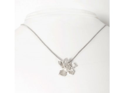 Women's silver necklace Sakura with a small flower
