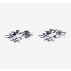 Gold women's stud earrings with white gold leaves