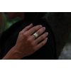 Gold wedding ring hammered wider