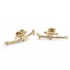 Women's gold mini Bird earrings with a bird seed