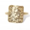Hammer hammered gold square ring