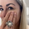 Women's silver ring Rosa with pearl