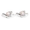 Split silver earrings with pearl