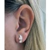 Split silver earrings with pearl