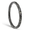 Silver conical hammered black ring
