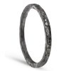 Silver conical hammered black ring