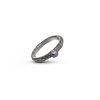 Silver black conical hammered ring narrower with pearl
