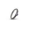 Silver black conical hammered ring narrower with pearl