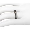 Silver black conical hammered ring narrower with pearl