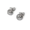 One silver dark hammered earring
